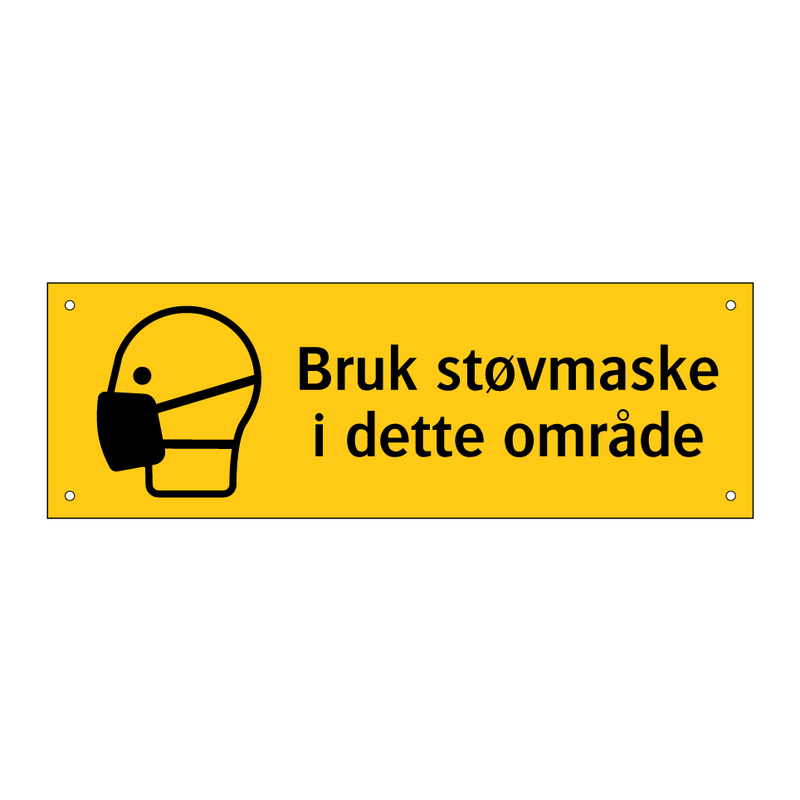 Bruk støvmaske i dette området