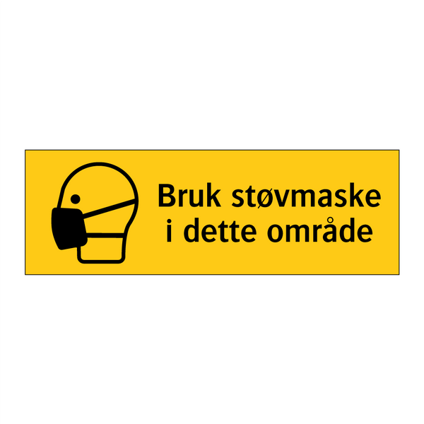 Bruk støvmaske i dette området