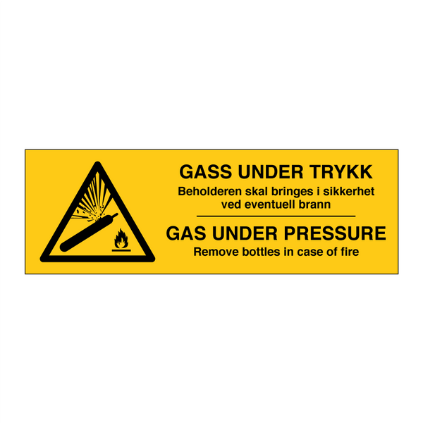 Gass under trykk beholderen skal bringes i sikkerhet ved eventuell brann