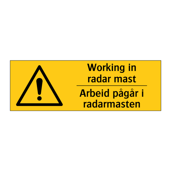 Working in radar mast Arbeid pågår i radarmasten