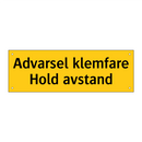 Advarsel klemfare hold avstand