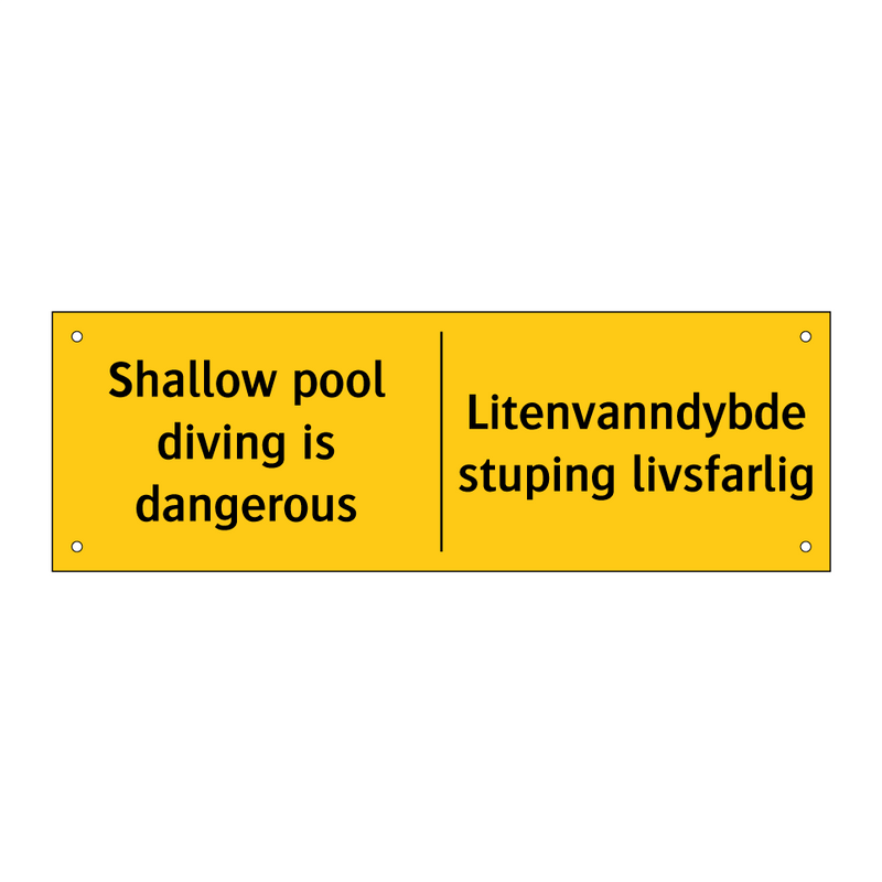 Shallow pool diving is dangerous - Liten vanndybde stuping livsfarlig