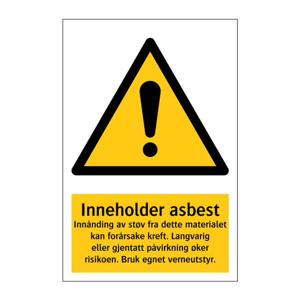 Inneholder asbest … & Inneholder asbest & Inneholder asbest & Inneholder asbest
